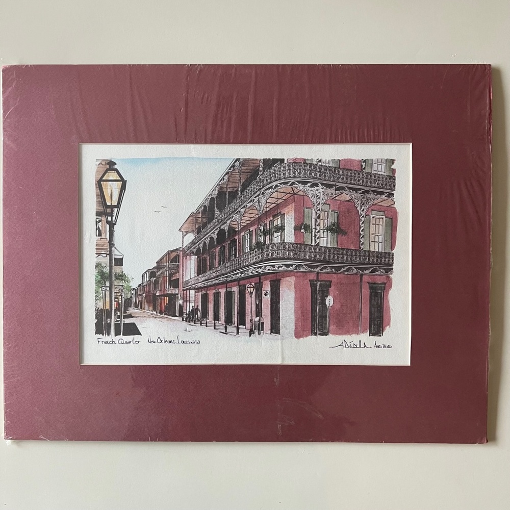 French Quarter New Orleans Signed A. Dedlila Lithograph 1975 Vintage